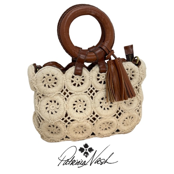 Patricia Nash Handbags - Patricia Nash Vobbia Crochet & Leather Top Handle Bag w/ Dust Bag | Boho